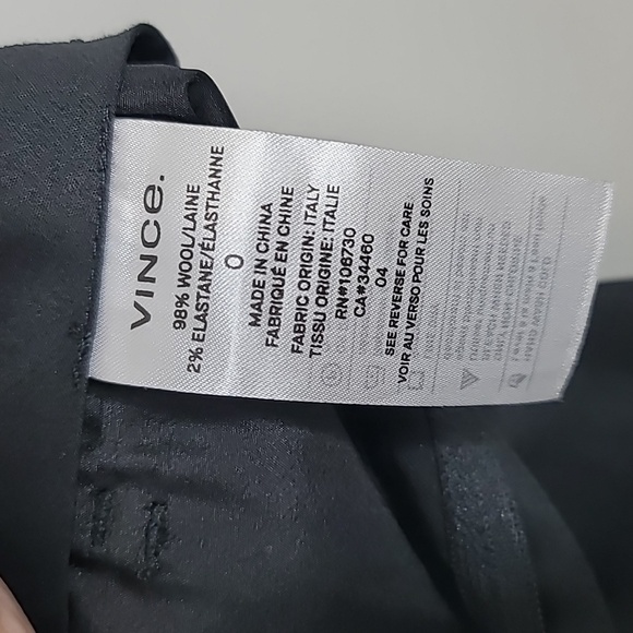 NWT Vince tapered trouser black pants wool blend size 0 style number VR56021280 - Picture 14 of 15